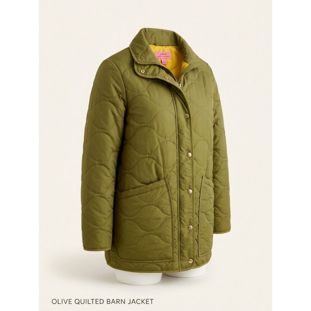 J.Crew Signature Puffer Quilted Jacket in Olive Green (Size Small)-Eco-Friendly!